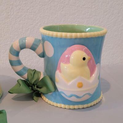 Lot 207: New (2) Large Easter Mugs and a Matching Spreader