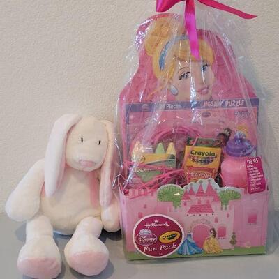 Lot 213: New Disney Princess Easter Gift Box and Macy's Plush Rabbit