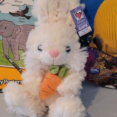 Lot 216: New Extra Large Coloring Books and Rabbit Plushie 