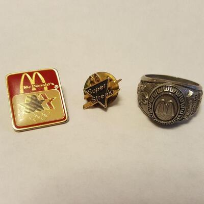 McDonald's Hamburger University Ring + Two Promo Pins