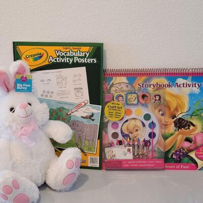 Lot 218: New Extra Large Coloring Book and Disney Princess Art Set & Plush Bunny