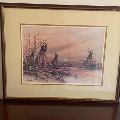 Signed lithograph by Robert Corty ,  â€œ Clear Creek Campâ€ 