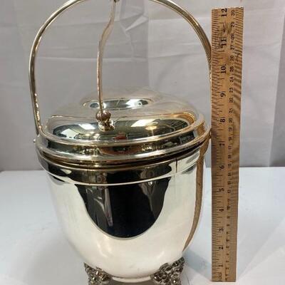 Vintage Thermos Marked Lidded Tilt Open Silver Plate Ice Bucket YD#022-0379  | EstateSales.org