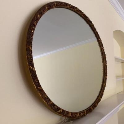 Large Vintage Gilt Oval Mirror 