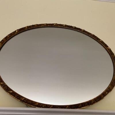 Large Vintage Gilt Oval Mirror 