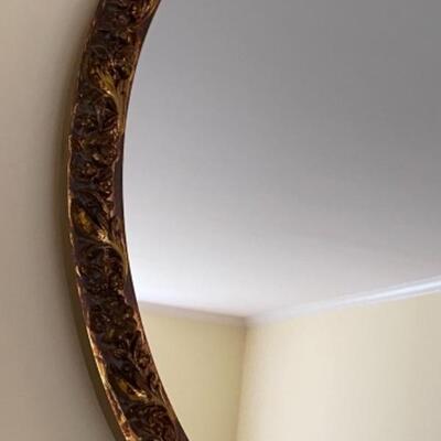 Large Vintage Gilt Oval Mirror 