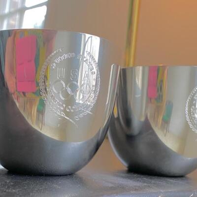 PAIR Pewter Jefferson cups Commemorating 1998 Olympics 