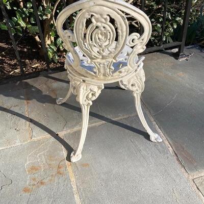 Vintage Small White Iron Garden Chair 