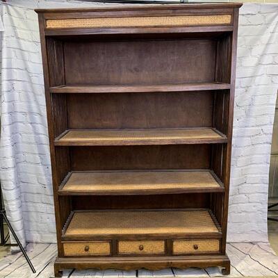 #6 Wood/Woven Shelf With 3 Drawers
