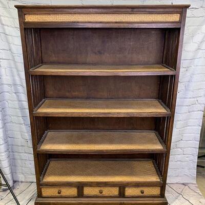 #6 Wood/Woven Shelf With 3 Drawers