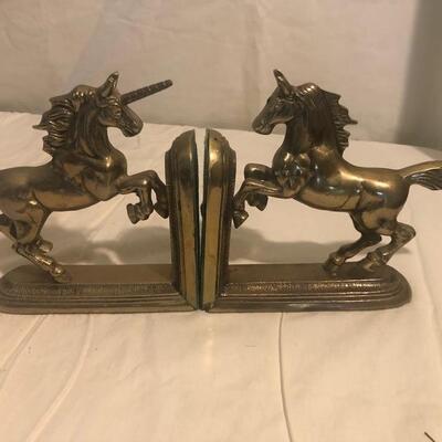 Horse head, black horse ceramic and Unicorn Book Ends