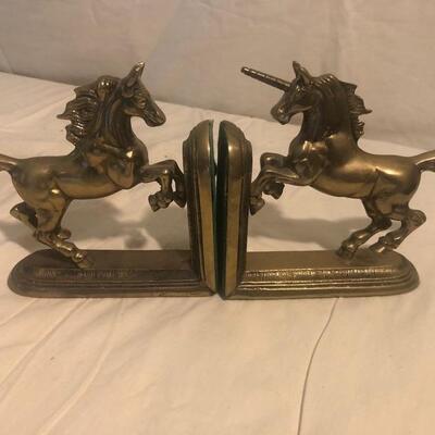 Horse head, black horse ceramic and Unicorn Book Ends