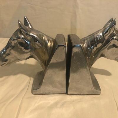 Horse head, black horse ceramic and Unicorn Book Ends