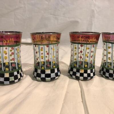 Set of 4 McKenzie Childs hand painted glasses