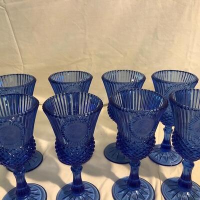 Set of 8 Vintage 1976 Bicentennial Avon George WashingtonÂ  Wine Goblets in BlueÂ 