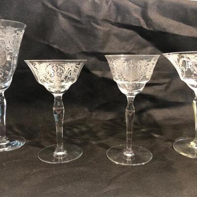 Set of cut crystal stemware