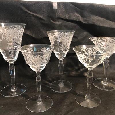 Set of cut crystal stemware