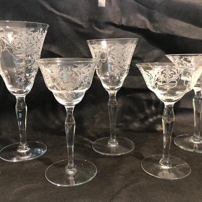 Set of cut crystal stemware