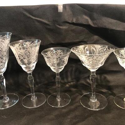 Set of cut crystal stemware
