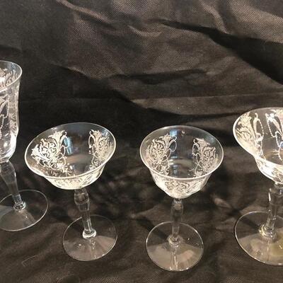 Set of cut crystal stemware