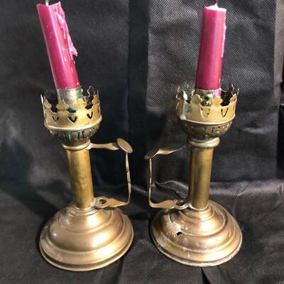 Assorted Candle Sticks plus 2 glass, decorative wax catchers