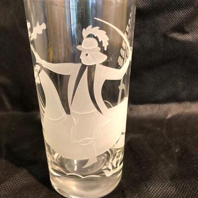 Set of 5 etches highball glasses