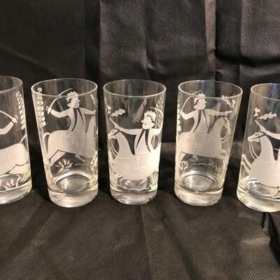 Set of 5 etches highball glasses