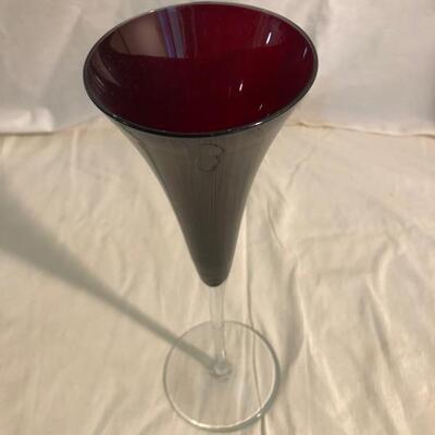 Set of 7 Vintage Red Champagne flutes