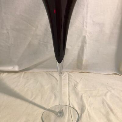 Set of 7 Vintage Red Champagne flutes