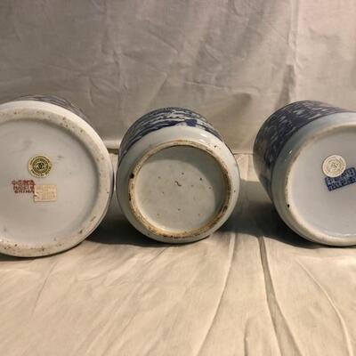 3 Asian style utensil jars