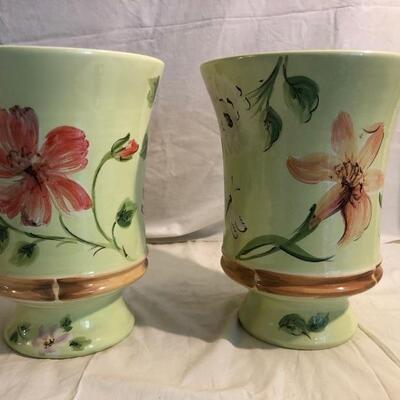 Pair of Italian floral design style containers/pots from Neiman Marcus