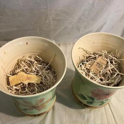 Pair of Italian floral design style containers/pots from Neiman Marcus