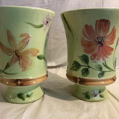 Pair of Italian floral design style containers/pots from Neiman Marcus