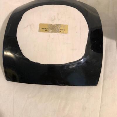 Black glass head vase with Deco design art dish