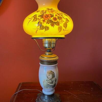 Lamp with Portrait of Lady with Sheep