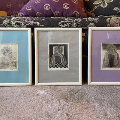 3 religious depictions of man praying