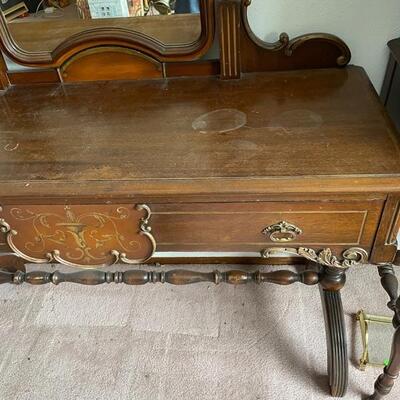 Full size bed, dresser, and makeup table-Vanity with chair