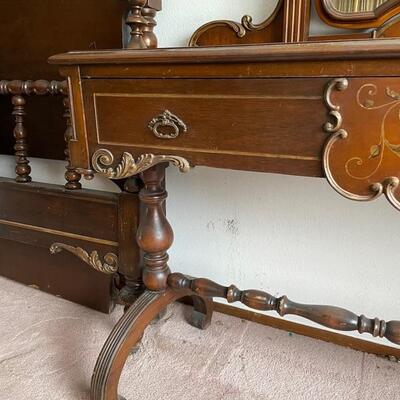 Full size bed, dresser, and makeup table-Vanity with chair