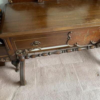 Full size bed, dresser, and makeup table-Vanity with chair