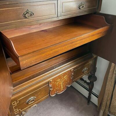 Full size bed, dresser, and makeup table-Vanity with chair