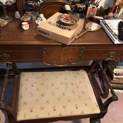 Full size bed, dresser, and makeup table-Vanity with chair