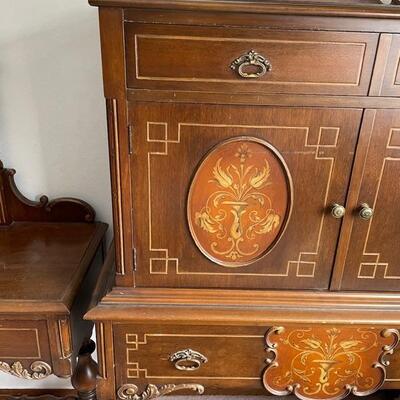 Full size bed, dresser, and makeup table-Vanity with chair
