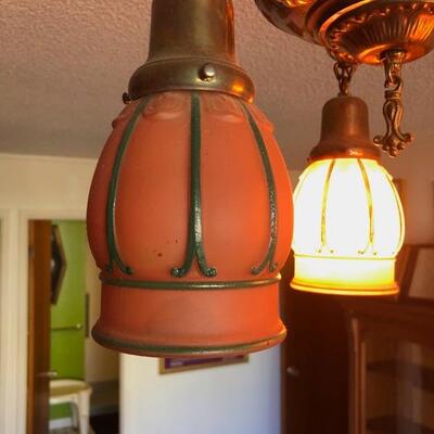 Orange and Green Victorian Chandelier