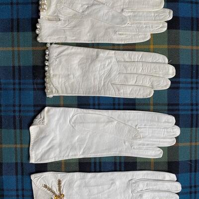 Short White Beaded gloves