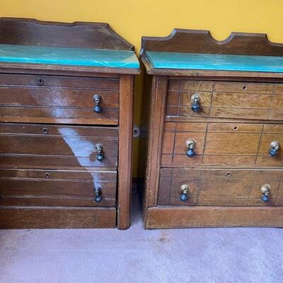 Vintage Green Marble Top Dressers