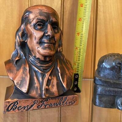 Ben Franklin Bust Bank and a "Love' statue