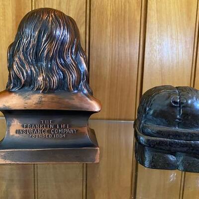 Ben Franklin Bust Bank and a "Love' statue