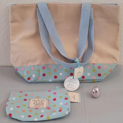 Lot 237: New Reversible Tote with Cosmetic Bag and Lip Balm