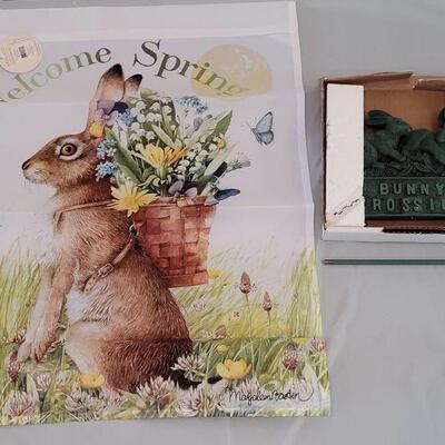 Lot 238: New Garden Flag and Metal Bunny Crossing Sign