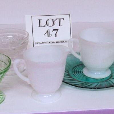 Depression Glass, Swirl Plate, American Sweetheard S/CR, Oyster & Pearls Candleholder, More